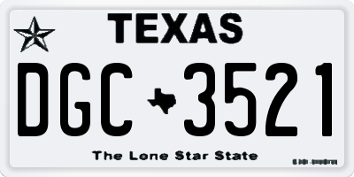 TX license plate DGC3521