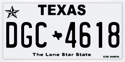 TX license plate DGC4618
