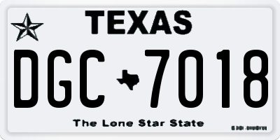 TX license plate DGC7018