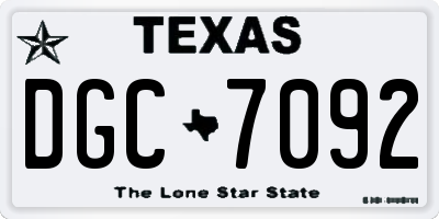 TX license plate DGC7092