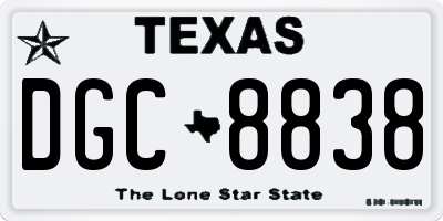 TX license plate DGC8838