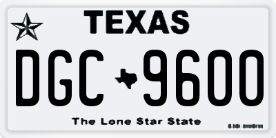 TX license plate DGC9600