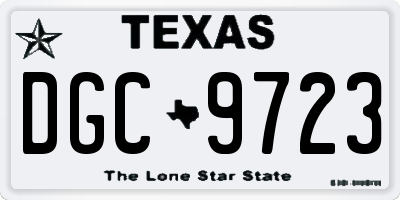 TX license plate DGC9723