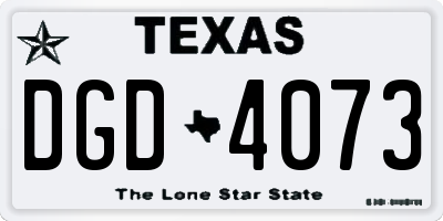 TX license plate DGD4073