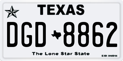 TX license plate DGD8862