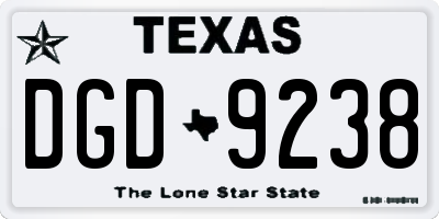 TX license plate DGD9238