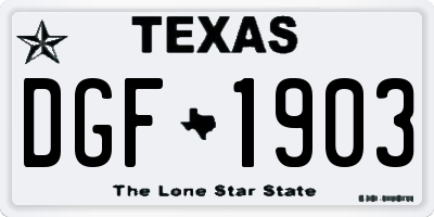 TX license plate DGF1903