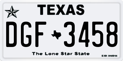 TX license plate DGF3458