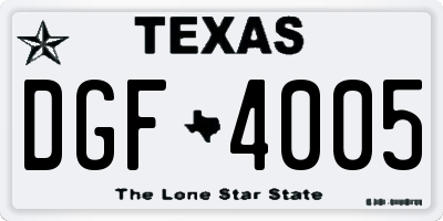 TX license plate DGF4005