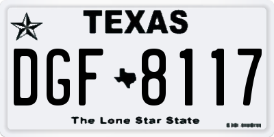 TX license plate DGF8117