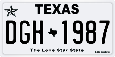 TX license plate DGH1987