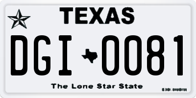 TX license plate DGI0081