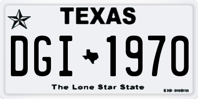 TX license plate DGI1970