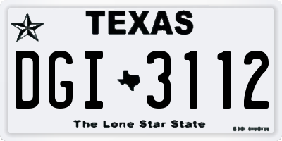 TX license plate DGI3112