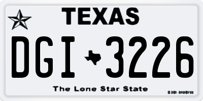 TX license plate DGI3226