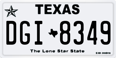 TX license plate DGI8349