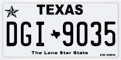 TX license plate DGI9035