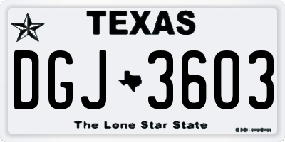 TX license plate DGJ3603