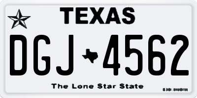 TX license plate DGJ4562