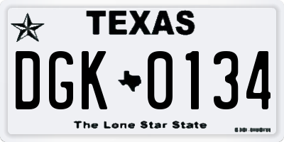 TX license plate DGK0134