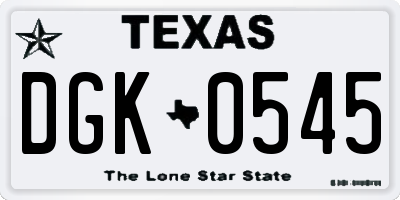 TX license plate DGK0545