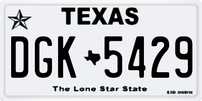 TX license plate DGK5429