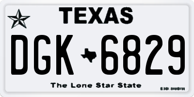 TX license plate DGK6829