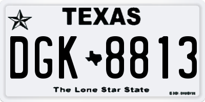 TX license plate DGK8813