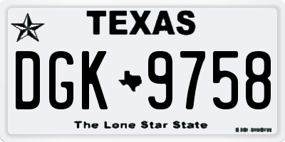 TX license plate DGK9758