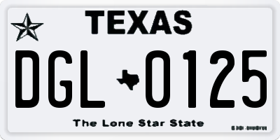 TX license plate DGL0125