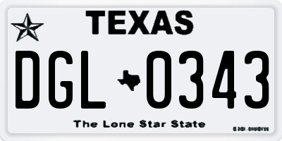 TX license plate DGL0343