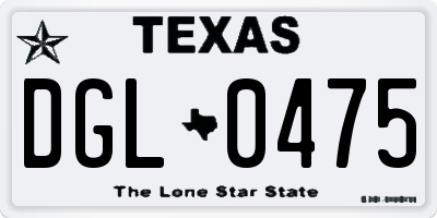 TX license plate DGL0475