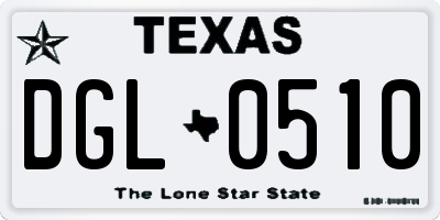 TX license plate DGL0510