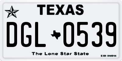 TX license plate DGL0539