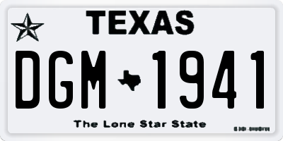 TX license plate DGM1941