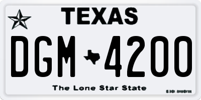 TX license plate DGM4200