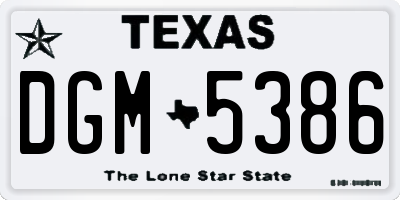 TX license plate DGM5386