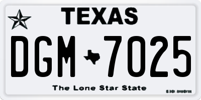 TX license plate DGM7025