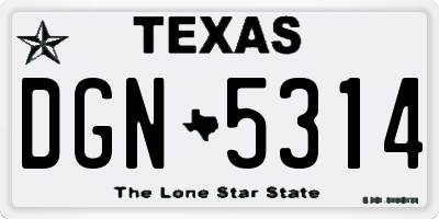 TX license plate DGN5314