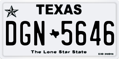 TX license plate DGN5646