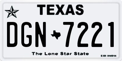 TX license plate DGN7221
