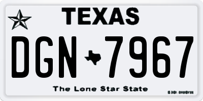 TX license plate DGN7967