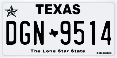 TX license plate DGN9514