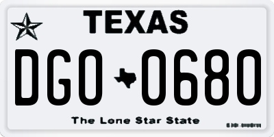 TX license plate DGO0680