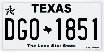 TX license plate DGO1851