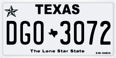 TX license plate DGO3072