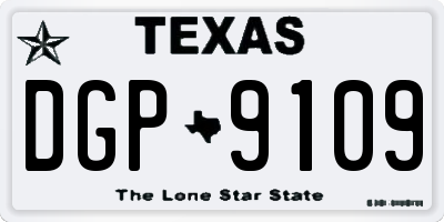 TX license plate DGP9109