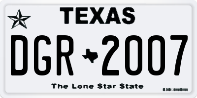 TX license plate DGR2007
