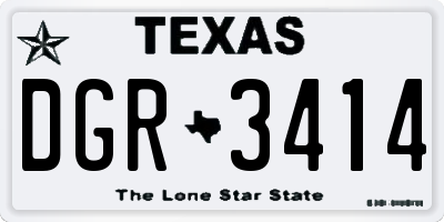 TX license plate DGR3414