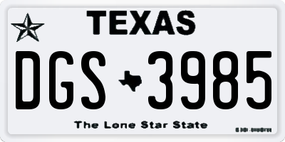 TX license plate DGS3985